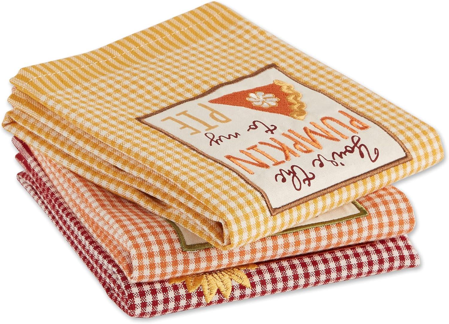 imageDII Pumpkin Spice Fall Kitchen Towels Collection Durable Cotton Cloth Decorative and Absorbent Dish Towel Set 18x28 Autumn 3 PieceAutumn Gingham