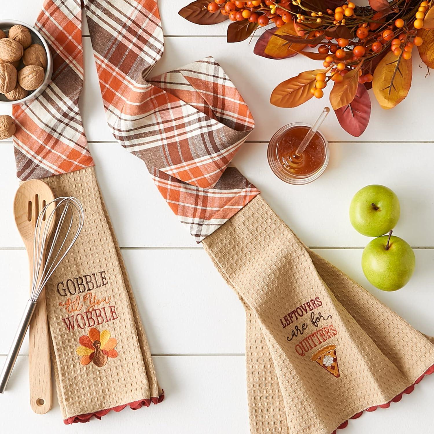 imageDII Pumpkin Spice Fall Kitchen Towels Collection Durable Cotton Cloth Decorative and Absorbent Dish Towel Set 18x28 Autumn 3 PieceLeftovers