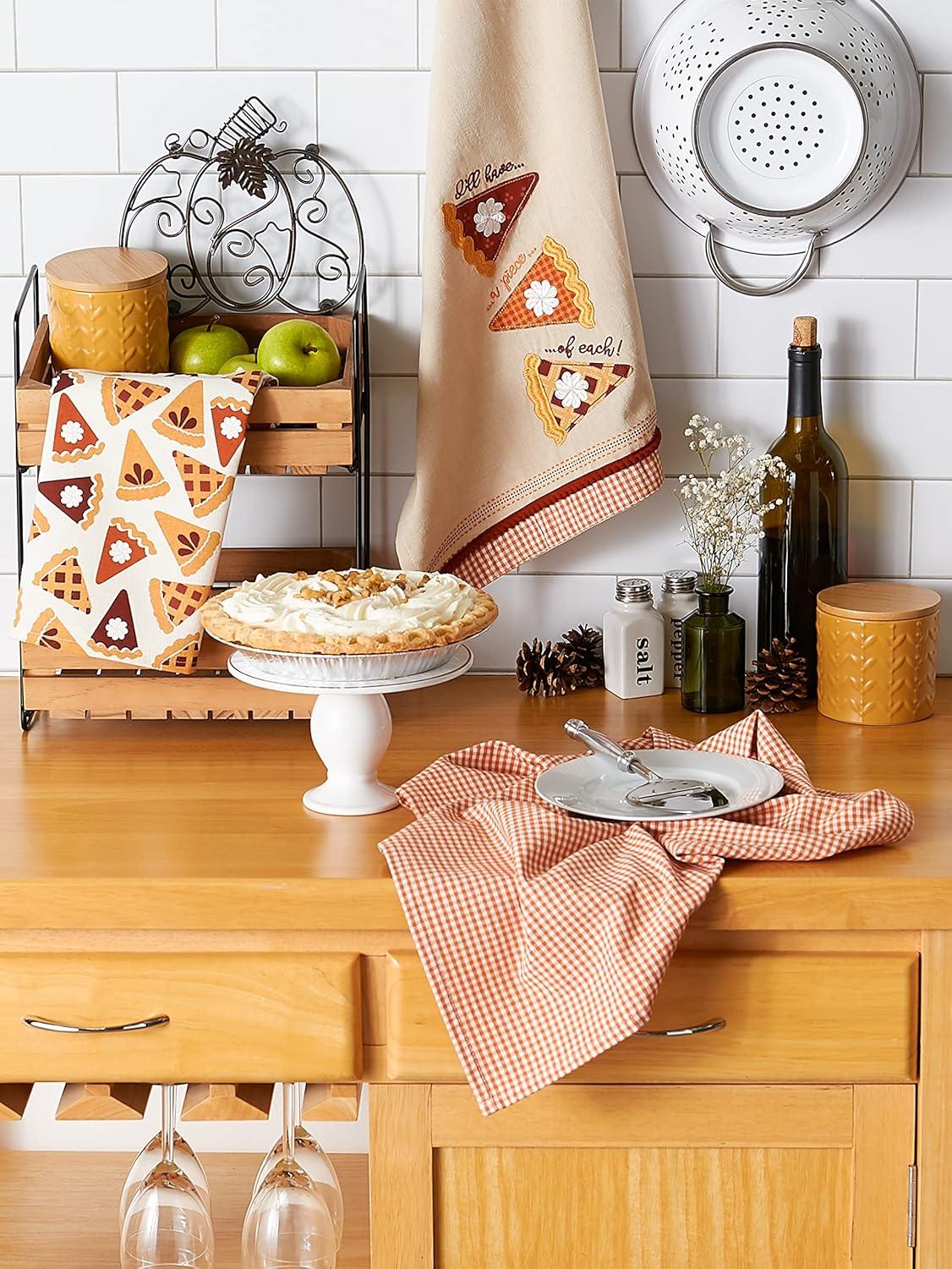 imageDII Pumpkin Spice Fall Kitchen Towels Collection Durable Cotton Cloth Decorative and Absorbent Dish Towel Set 18x28 Autumn 3 PiecePie Slice
