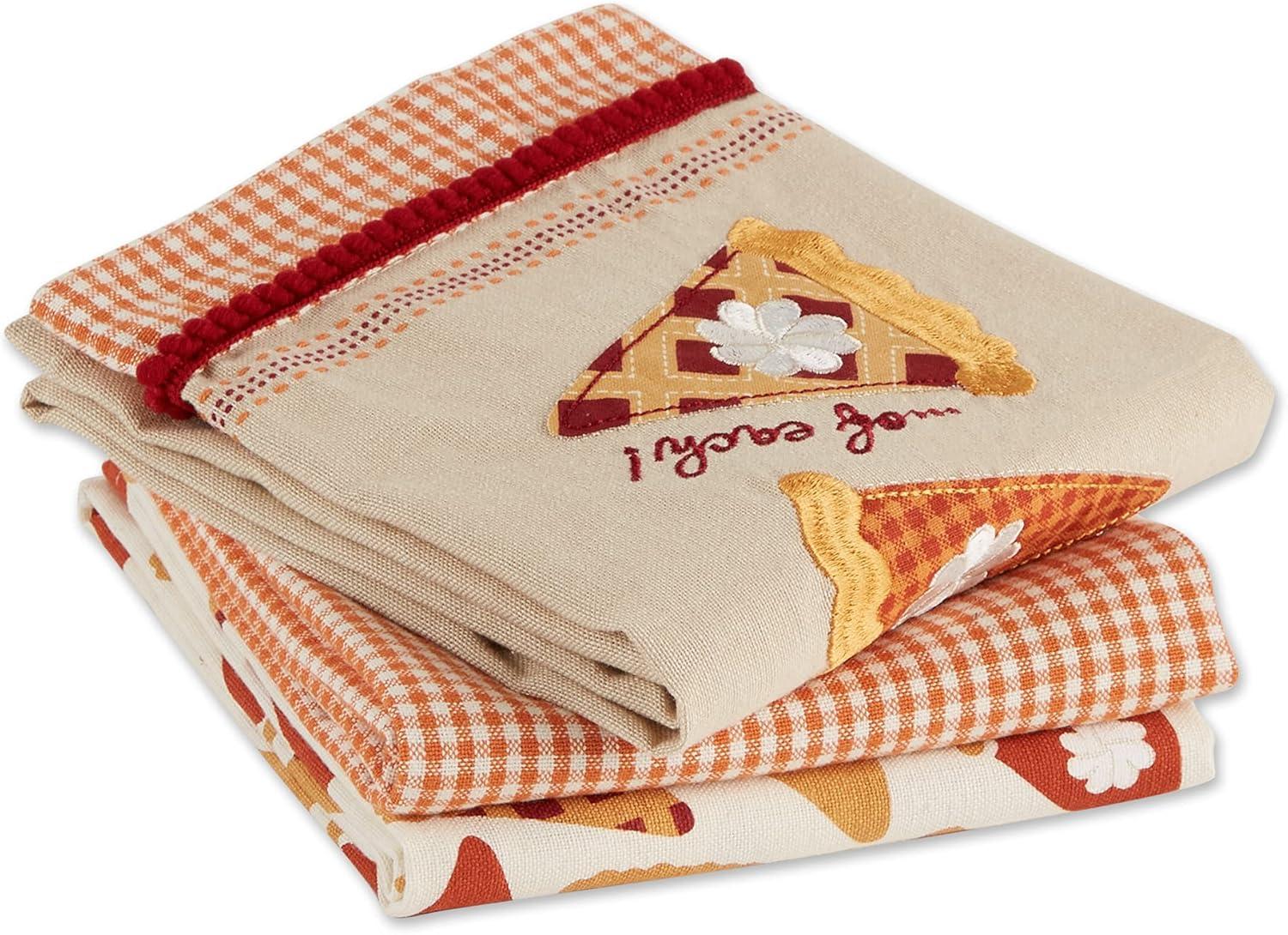 imageDII Pumpkin Spice Fall Kitchen Towels Collection Durable Cotton Cloth Decorative and Absorbent Dish Towel Set 18x28 Autumn 3 PiecePie Slice