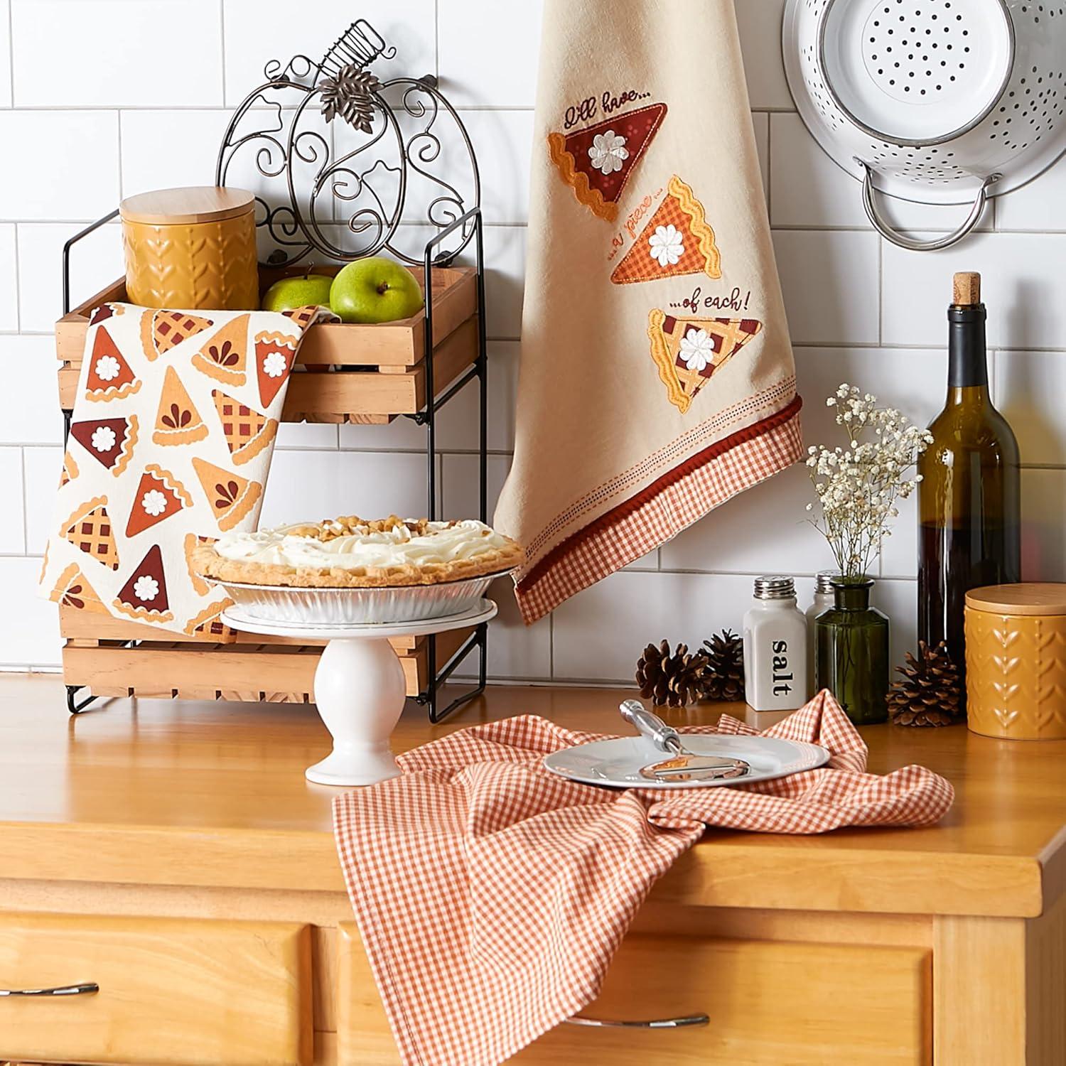 imageDII Pumpkin Spice Fall Kitchen Towels Collection Durable Cotton Cloth Decorative and Absorbent Dish Towel Set 18x28 Autumn 3 PiecePie Slice