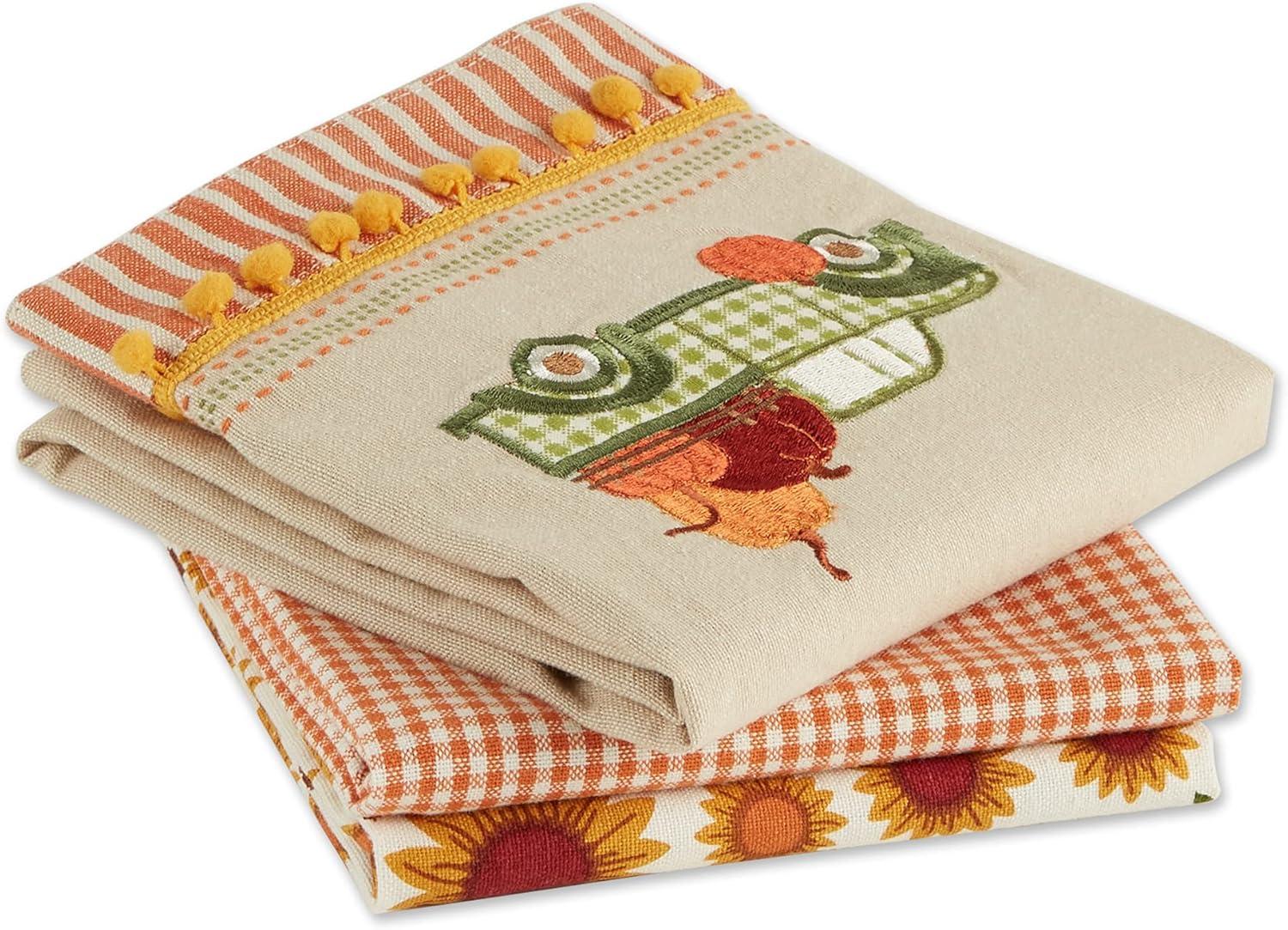 imageDII Pumpkin Spice Fall Kitchen Towels Collection Durable Cotton Cloth Decorative and Absorbent Dish Towel Set 18x28 Autumn 3 PieceTruck