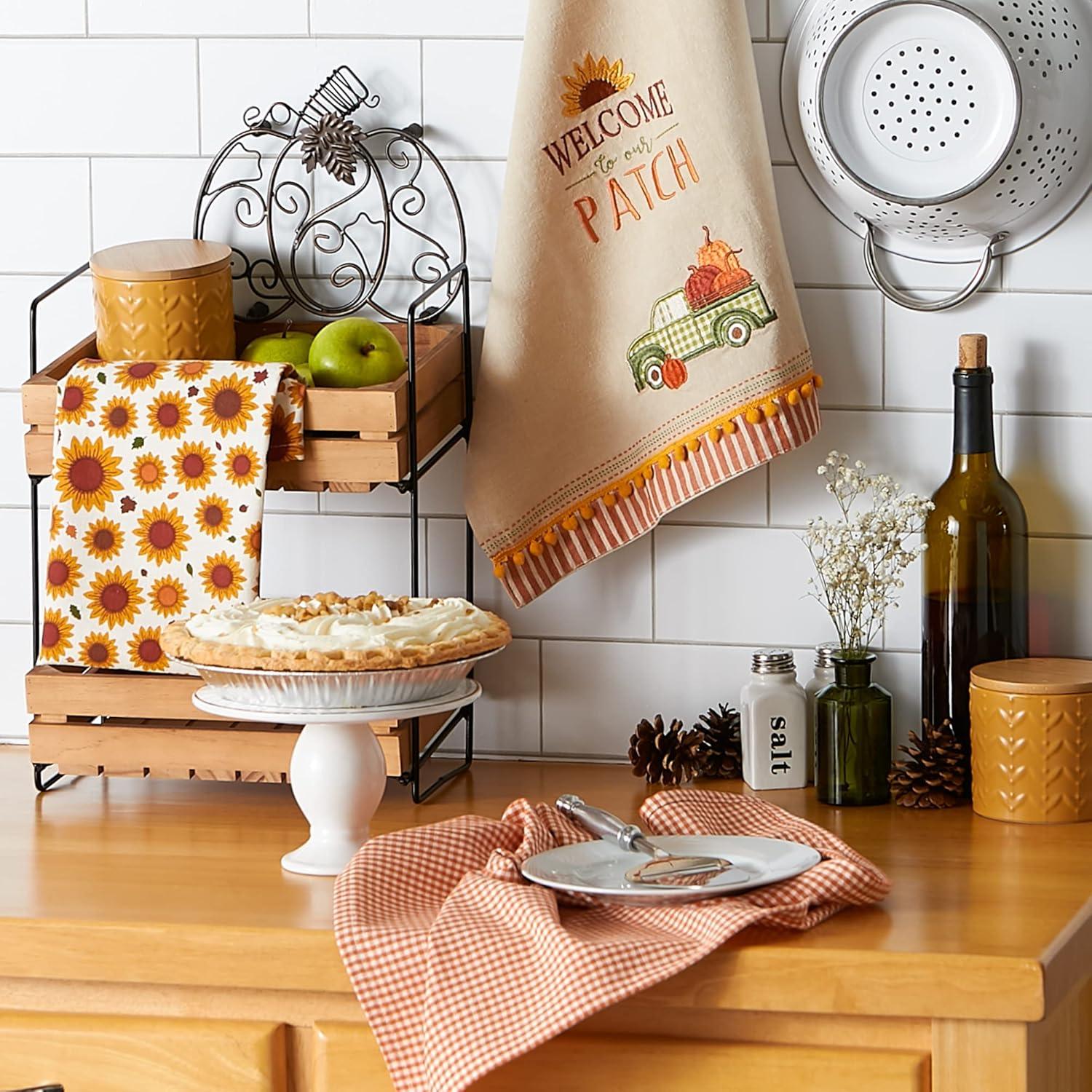 imageDII Pumpkin Spice Fall Kitchen Towels Collection Durable Cotton Cloth Decorative and Absorbent Dish Towel Set 18x28 Autumn 3 PieceTruck