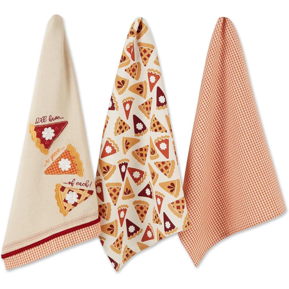 imageDII Pumpkin Spice Fall Kitchen Towels Collection Durable Cotton Cloth Decorative and Absorbent Dish Towel Set 18x28 Autumn 3 PiecePie Slice