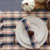 imageDII Thanksgiving ampamp Fall Table Decoration Autumn Farmhouse Plaid Napkin Set 20x20 Blue ampamp Orange 6 Count