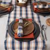 imageDII Thanksgiving ampamp Fall Table Decoration Autumn Farmhouse Plaid Napkin Set 20x20 Blue ampamp Orange 6 Count