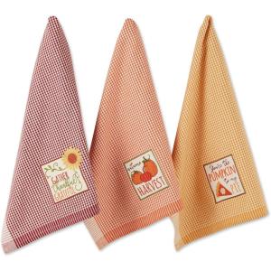 imageDII Pumpkin Spice Fall Kitchen Towels Collection Durable Cotton Cloth Decorative and Absorbent Dish Towel Set 18x28 Autumn 3 PieceAutumn Gingham