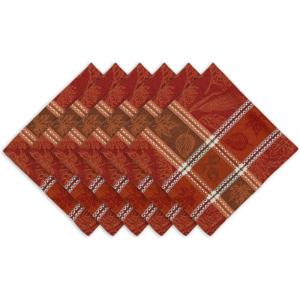 imageDII Traditional Harvest Wheat Jacquard Collection Thanksgiving Fall Table Dcor Damask Cotton Square Napkin Set 20x20 Wine Red Botanical 6 PieceWine Red Botanical