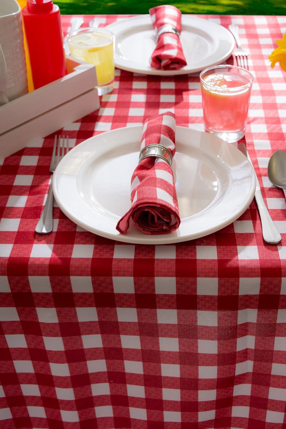 imageDII 100 Polyester Spill proof and Waterproof Machine Washable Tablecloth for Outdoor Use 60x84quot Red Check Seats 6 to 8 People84 x 60 Rectangular