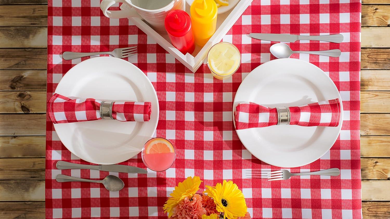 imageDII 100 Polyester Spill proof and Waterproof Machine Washable Tablecloth for Outdoor Use 60x84quot Red Check Seats 6 to 8 People84 x 60 Rectangular