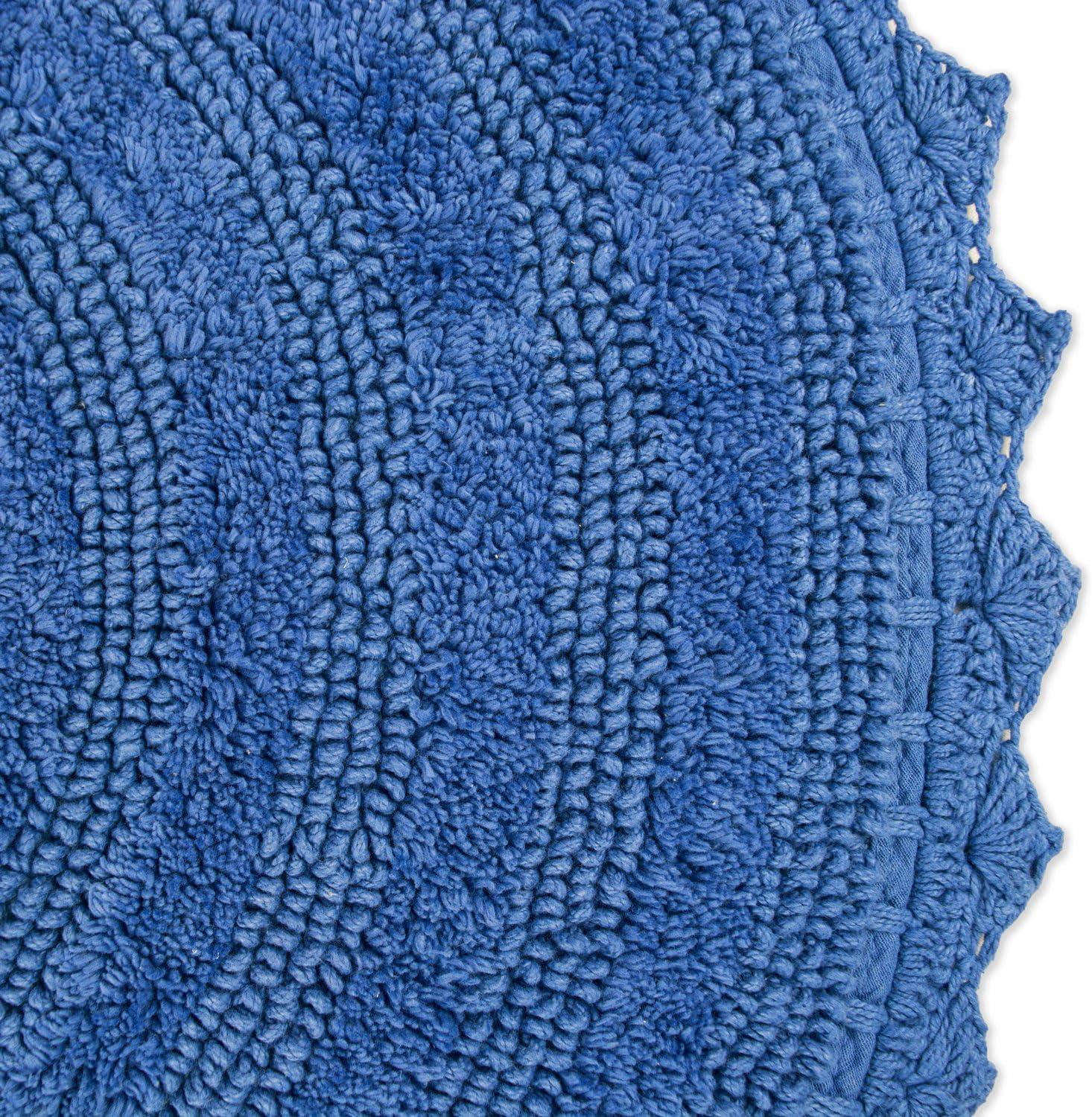 imageDII Crochet Collection Reversible Bath Mat Round 275quot Diameter Honey GoldBlueberry