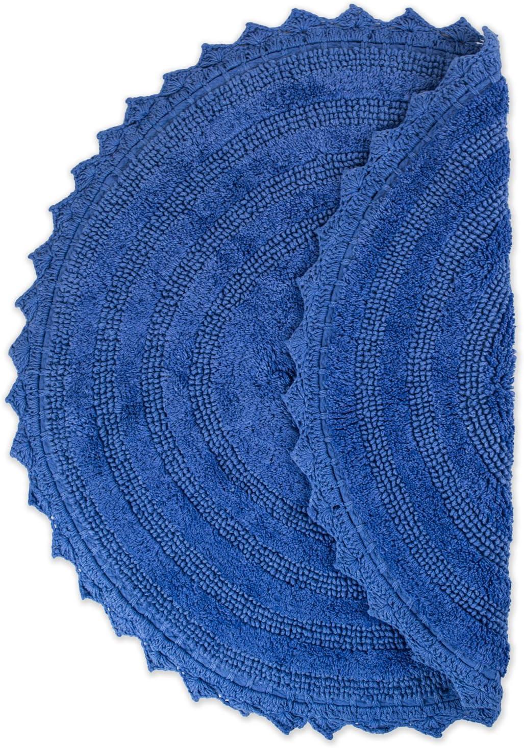 imageDII Crochet Collection Reversible Bath Mat Round 275quot Diameter Honey GoldBlueberry