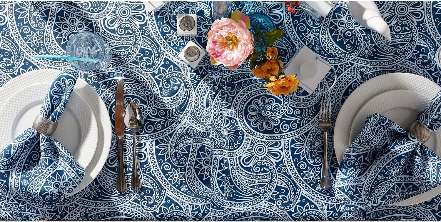 imageDII Paisley Outdoor Tabletop Collection Water Resistant Tablecloth 60 x 84 Blue120 x 60 Rectangular