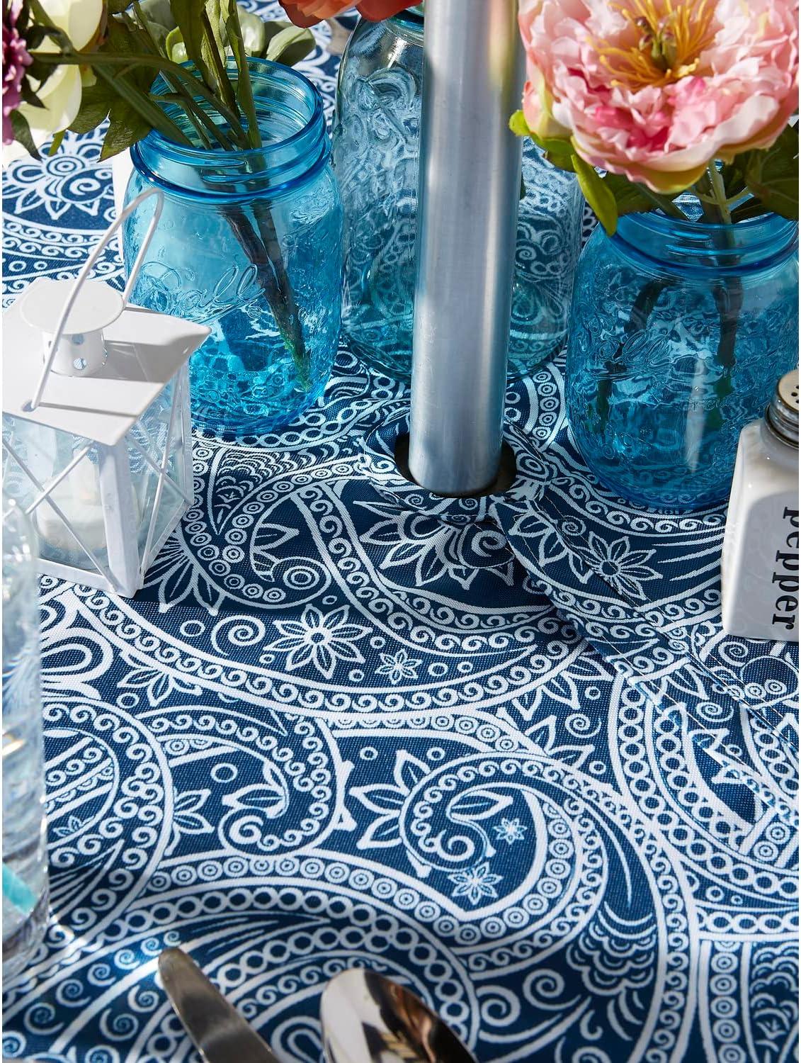 imageDII Paisley Outdoor Tabletop Collection Water Resistant Tablecloth 60 x 84 Blue120 x 60 Rectangular
