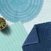 imageDII Crochet Collection Reversible Bath Mat Round 275quot Diameter Honey GoldCameo Blue