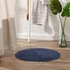 imageDII Crochet Collection Reversible Bath Mat Round 275quot Diameter Honey GoldFrench Blue