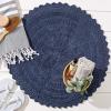 imageDII Crochet Collection Reversible Bath Mat Round 275quot Diameter Honey GoldFrench Blue