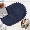 imageDII Crochet Collection Reversible Bath Mat Round 275quot Diameter Honey GoldFrench Blue