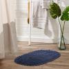 imageDII Crochet Collection Reversible Bath Mat Round 275quot Diameter Honey GoldFrench Blue