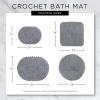 imageDII Crochet Collection Reversible Bath Mat Round 275quot Diameter Honey GoldStonewash Blue