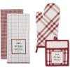 imageDII Home Sweet Farmhouse Kitchen Collection Dishtowel Set 18x28 Black 4 CountBarn Red
