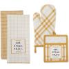 imageDII Home Sweet Farmhouse Kitchen Collection Dishtowel Set 18x28 Black 4 CountHoney Gold