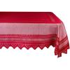 imageDII Home Essentials 100 Polyester Machine Washable Shabby Chic Vintage Tablecloth or Overlay 63quot Round Vintage Lace CreamNordic Red