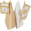 imageDII Home Sweet Farmhouse Kitchen Collection Dishtowel Set 18x28 Black 4 CountHoney Gold
