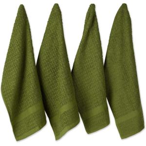 imageDII Basic Terry Collection Waffle Dishtowel Set 15x26 Solid Honey Gold 4 PieceSolid Antique Green
