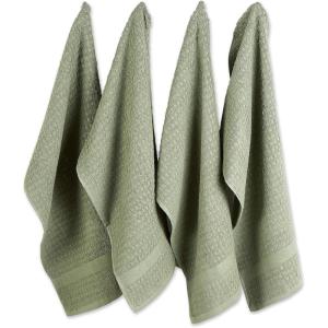 imageDII Basic Terry Collection Waffle Dishtowel Set 15x26 Solid Honey Gold 4 PieceSolid Artichoke