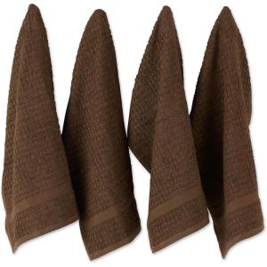imageDII Basic Terry Collection Waffle Dishtowel Set 15x26 Solid Honey Gold 4 PieceSolid Brown