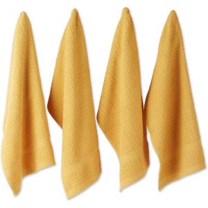 imageDII Basic Terry Collection Waffle Dishtowel Set 15x26 Solid Honey Gold 4 PieceSolid Mustard