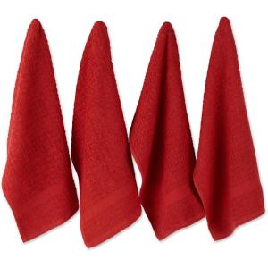 imageDII Basic Terry Collection Waffle Dishtowel Set 15x26 Solid Honey Gold 4 PieceSolid Red