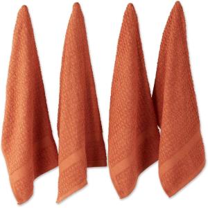 imageDII Basic Terry Collection Waffle Dishtowel Set 15x26 Solid Honey Gold 4 PieceSolid Spice