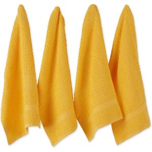 imageDII Basic Terry Collection Waffle Dishtowel Set 15x26 Solid Honey Gold 4 PieceSolid Yellow