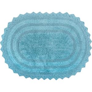 imageDII Crochet Collection Reversible Bath Mat Round 275quot Diameter Honey GoldCameo Blue