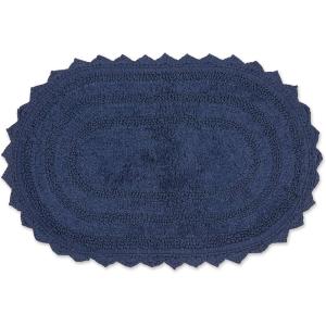 imageDII Crochet Collection Reversible Bath Mat Round 275quot Diameter Honey GoldFrench Blue