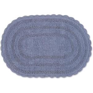 imageDII Crochet Collection Reversible Bath Mat Round 275quot Diameter Honey GoldStonewash Blue