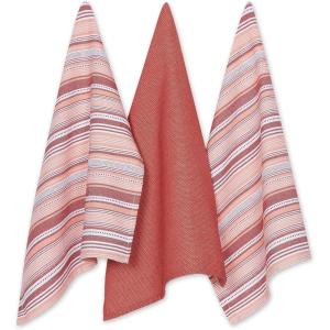 imageDII Everyday Dishtowel Collection Urban Stripe 20x30 Artichoke Green 3 PieceBarn Red
