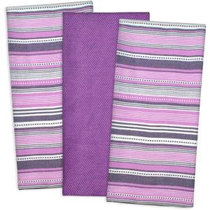 imageDII Everyday Dishtowel Collection Urban Stripe 20x30 Artichoke Green 3 PieceEggplant