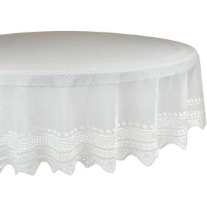 imageDII Home Essentials 100 Polyester Machine Washable Shabby Chic Vintage Tablecloth or Overlay 63quot Round Vintage Lace CreamNordic Cream