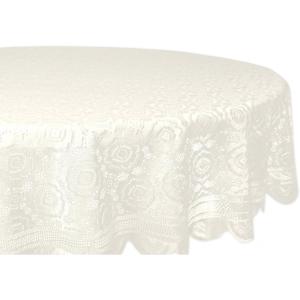 imageDII Home Essentials 100 Polyester Machine Washable Shabby Chic Vintage Tablecloth or Overlay 63quot Round Vintage Lace CreamOffwhite