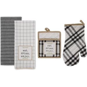 imageDII Home Sweet Farmhouse Kitchen Collection Dishtowel Set 18x28 Black 4 CountBlack