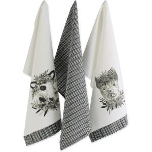 imageDII Home Sweet Farmhouse Kitchen Collection Dishtowel Set 18x28 Black 4 CountFarm Animals