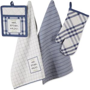 imageDII Home Sweet Farmhouse Kitchen Collection Dishtowel Set 18x28 Black 4 CountFrench Blue