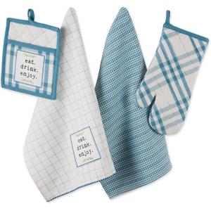 imageDII Home Sweet Farmhouse Kitchen Collection Dishtowel Set 18x28 Black 4 CountStorm Blue