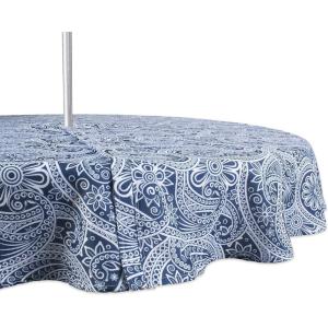 imageDII Paisley Outdoor Tabletop Collection Water Resistant Tablecloth 60quot Round Blue