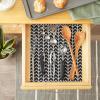 imageDII Fridge Liner Collection NonAdhesive Cut to Fit 12x24 Teal Abstract Leaf 6 PieceBlack Herringbone