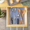 imageDII Fridge Liner Collection NonAdhesive Cut to Fit 12x24 Teal Abstract Leaf 6 PieceFrench Blue Herringbone