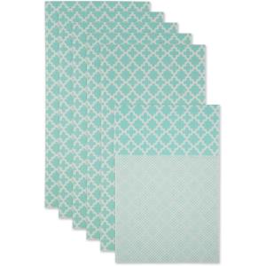 imageDII Fridge Liner Collection NonAdhesive Cut to Fit 12x24 Teal Abstract Leaf 6 PieceAqua Lattice